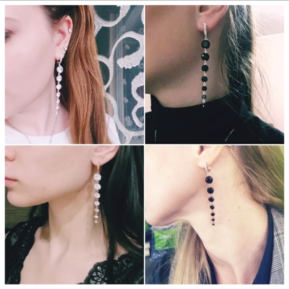 Zirconia CZ Beads Dangle Earrings - Picture 6 of 8